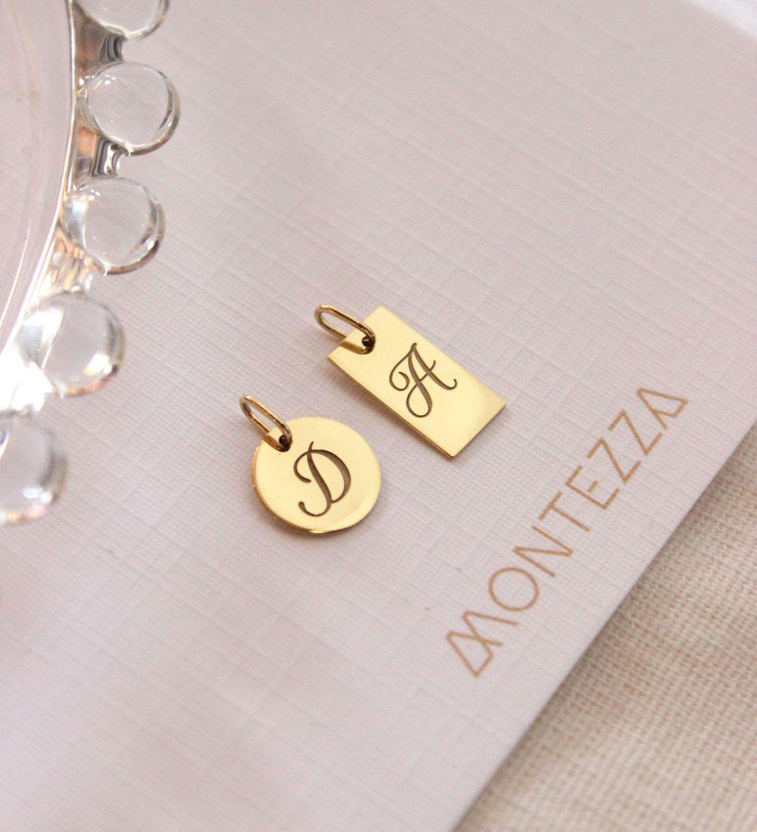 Kit Pingentes Personalizados Redondo + Retangular Ouro 18K