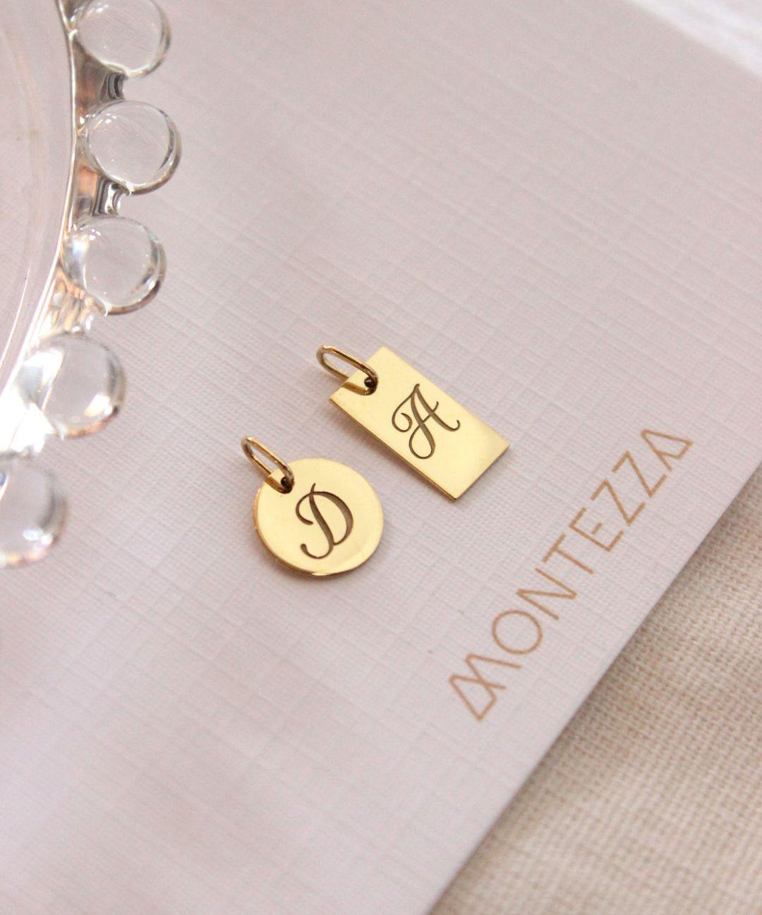 Kit Pingentes Personalizados Redondo + Retangular Ouro 18K