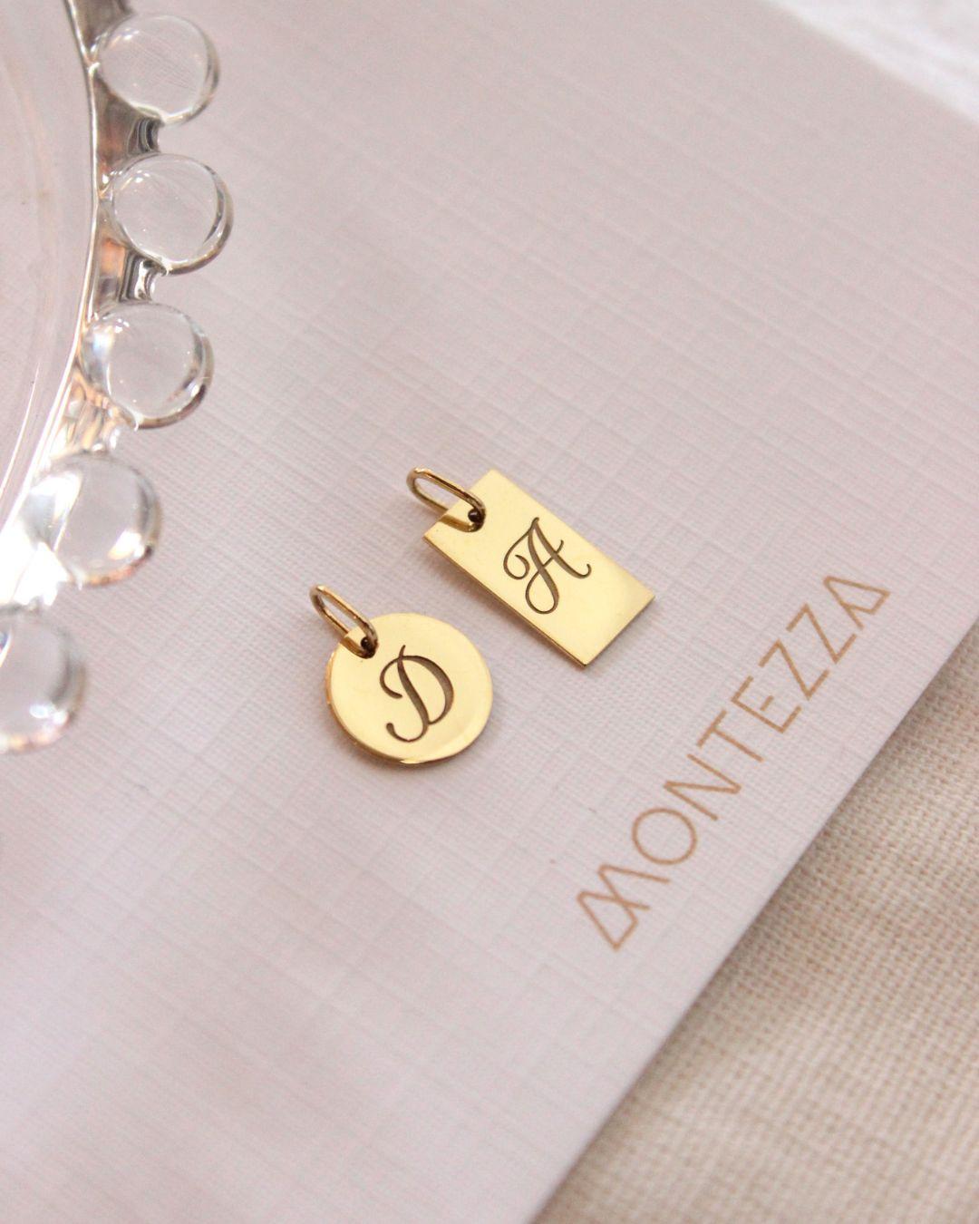 Kit Pingentes Personalizados Redondo + Retangular Ouro 18K