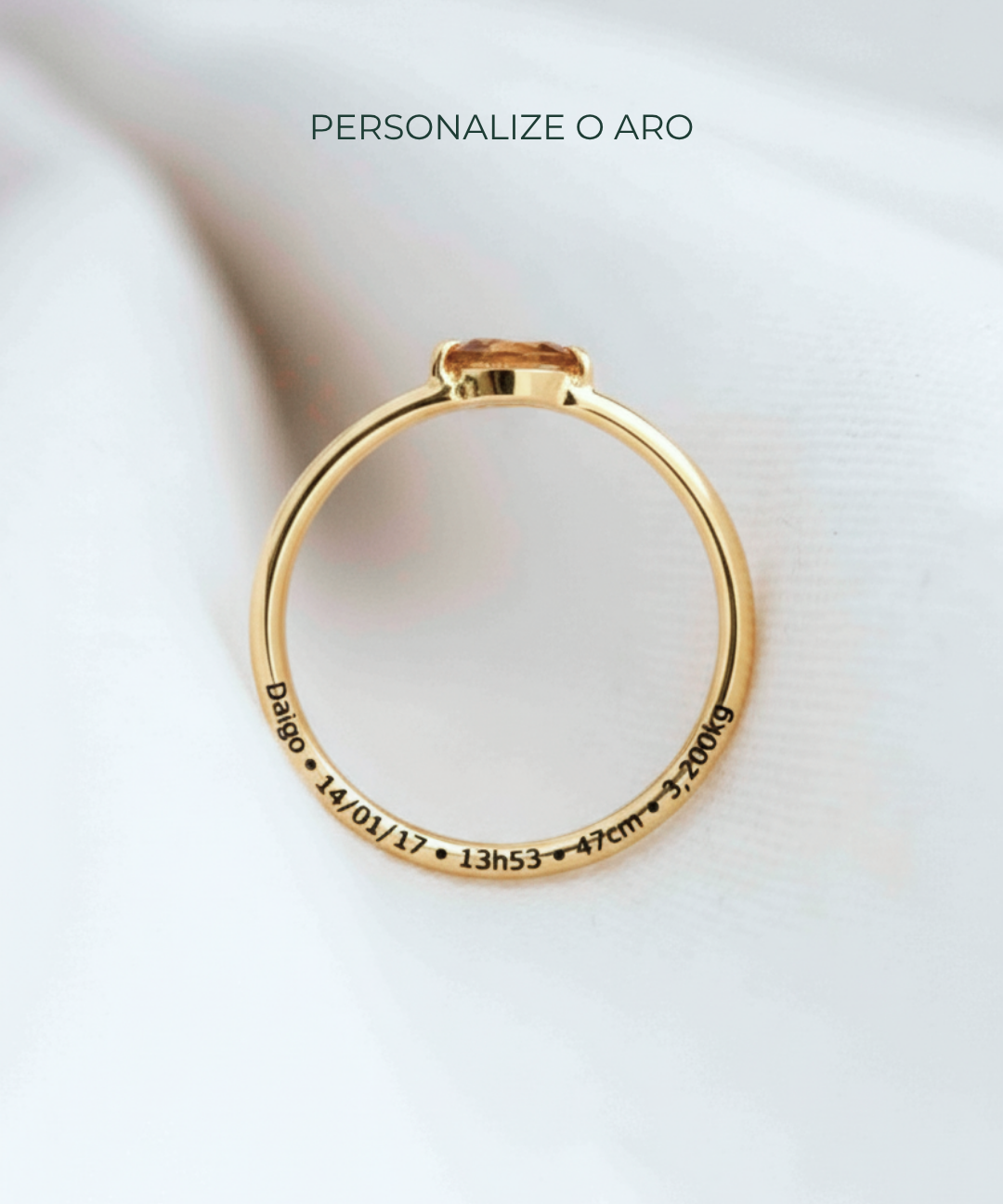 Anel Navete Memórias Daigo Personalizado Ouro 18K