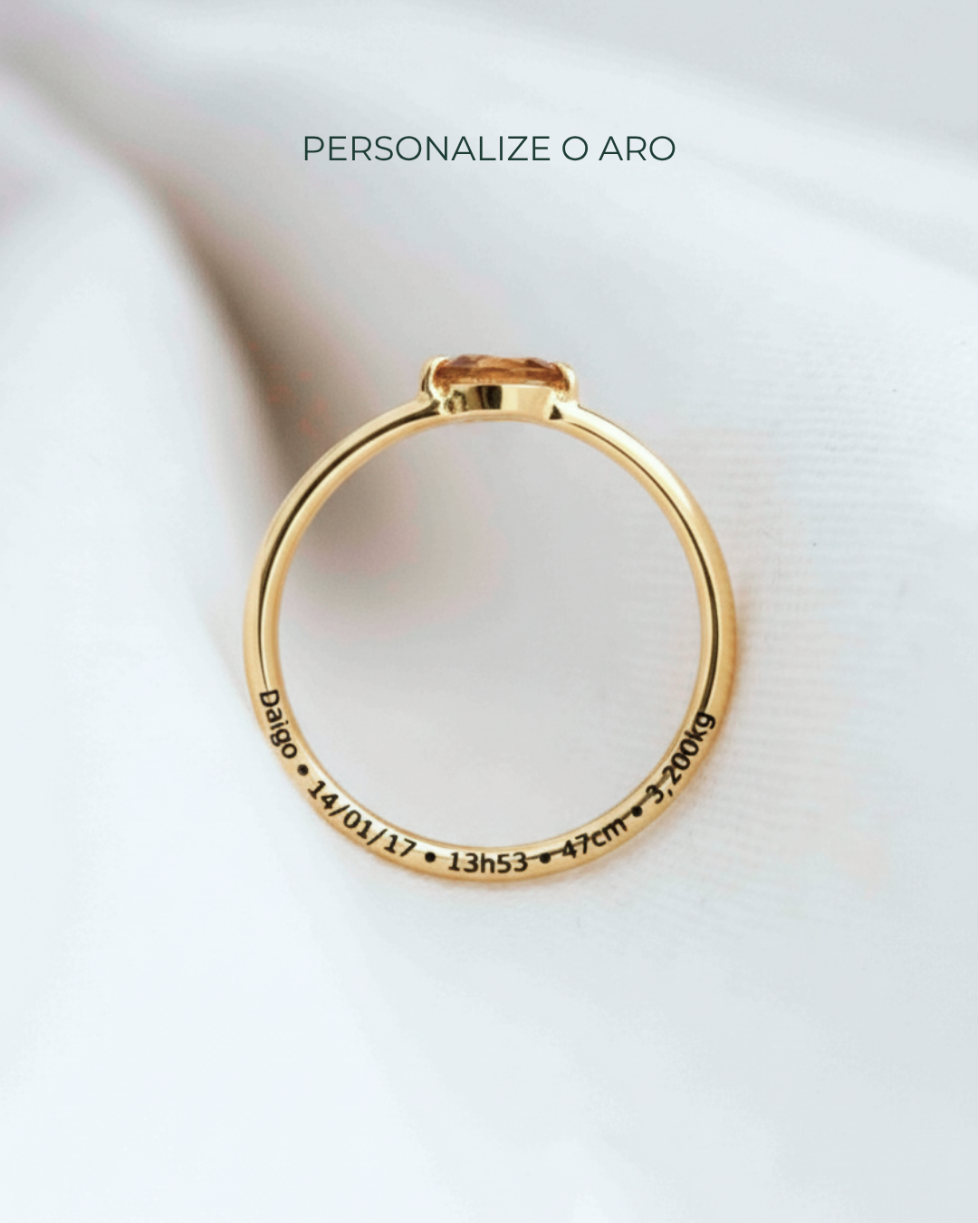 Anel Navete Memórias Daigo Personalizado Ouro 18K