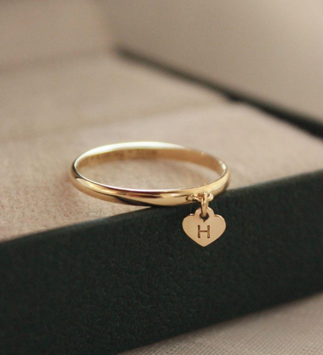 Anel Pingente Coração Personalizado Ouro 18K