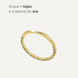 Anel Memórias Topo Reto Personalizado Ouro 18K (NEW)