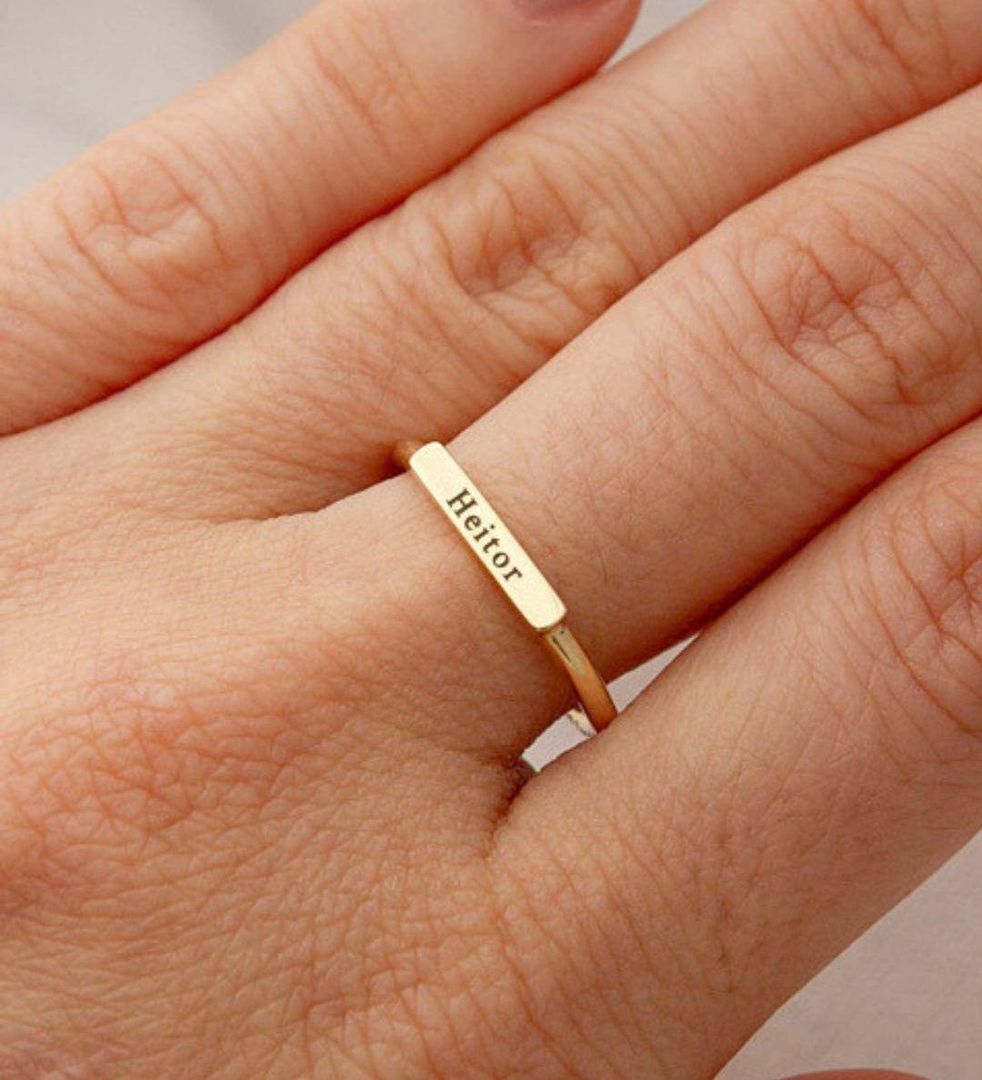 Anel Nome Personalizado Ouro 18K
