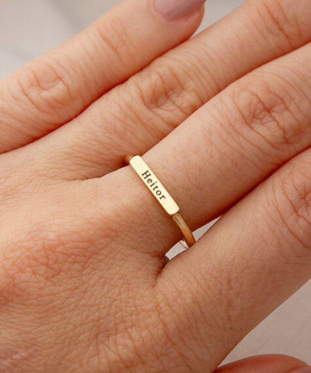 Anel Nome Personalizado Ouro 18K