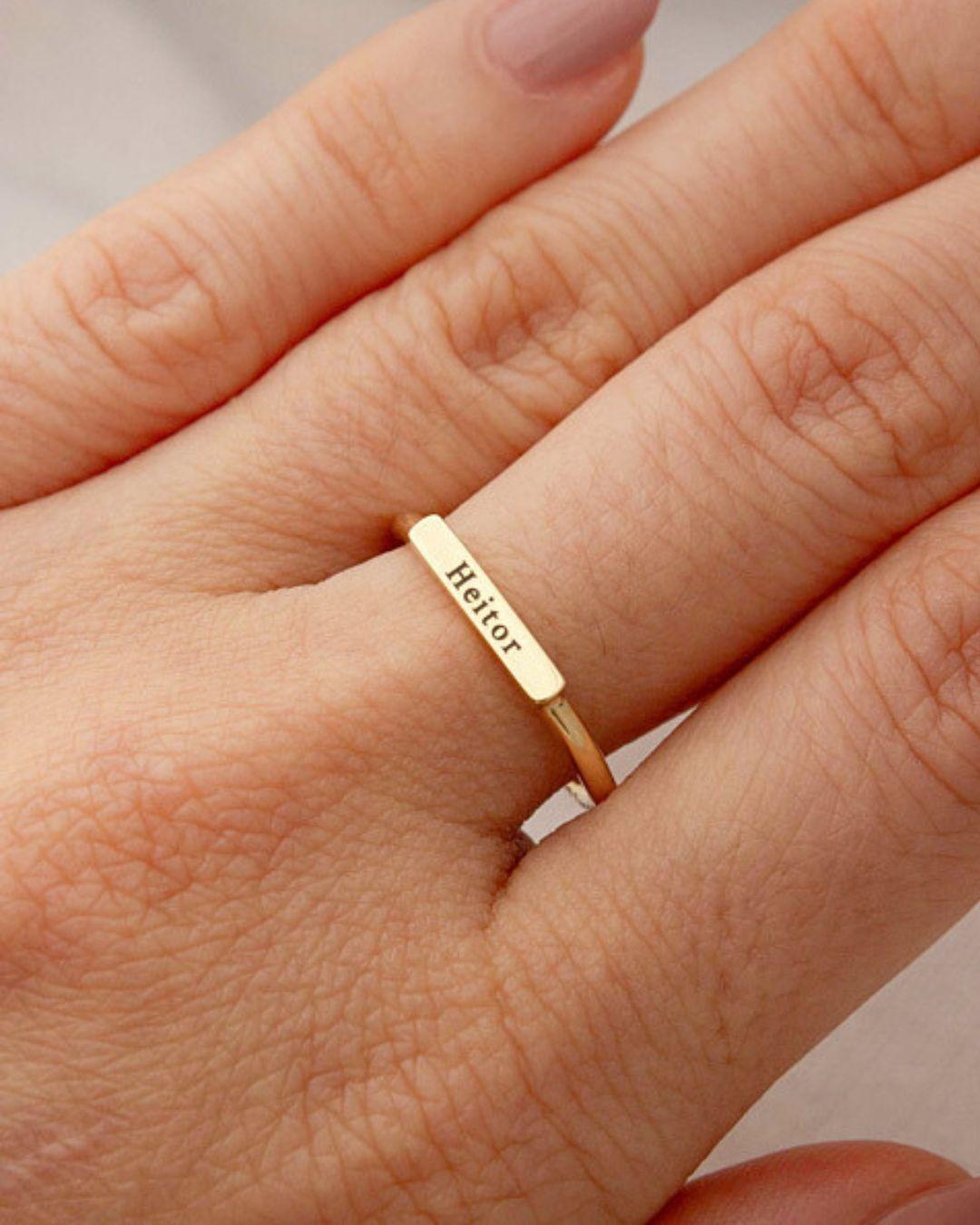 Anel Nome Personalizado Ouro 18K
