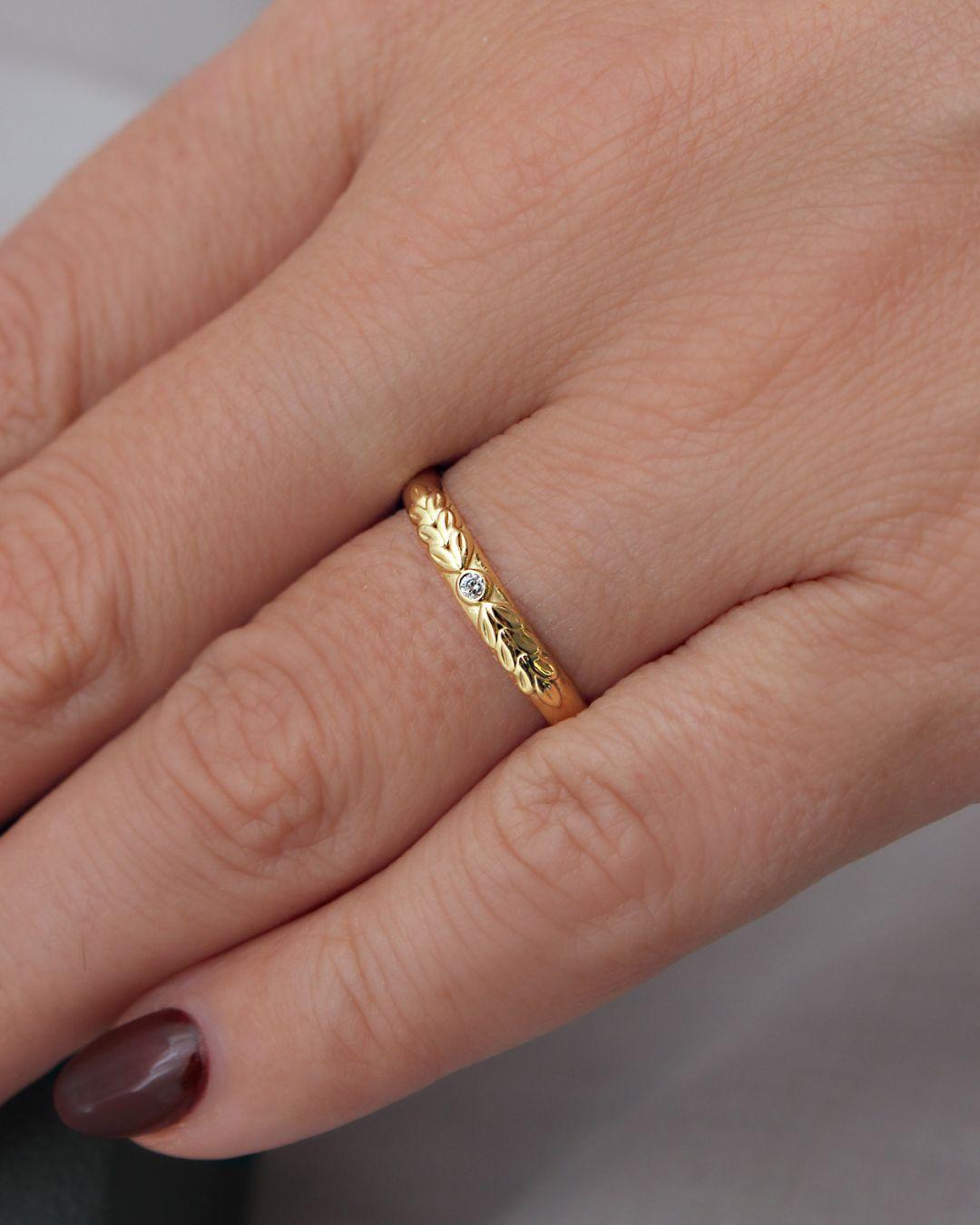 Aliança Ramos com Diamante Ouro 18K | 3mm Abaulada (NEW)