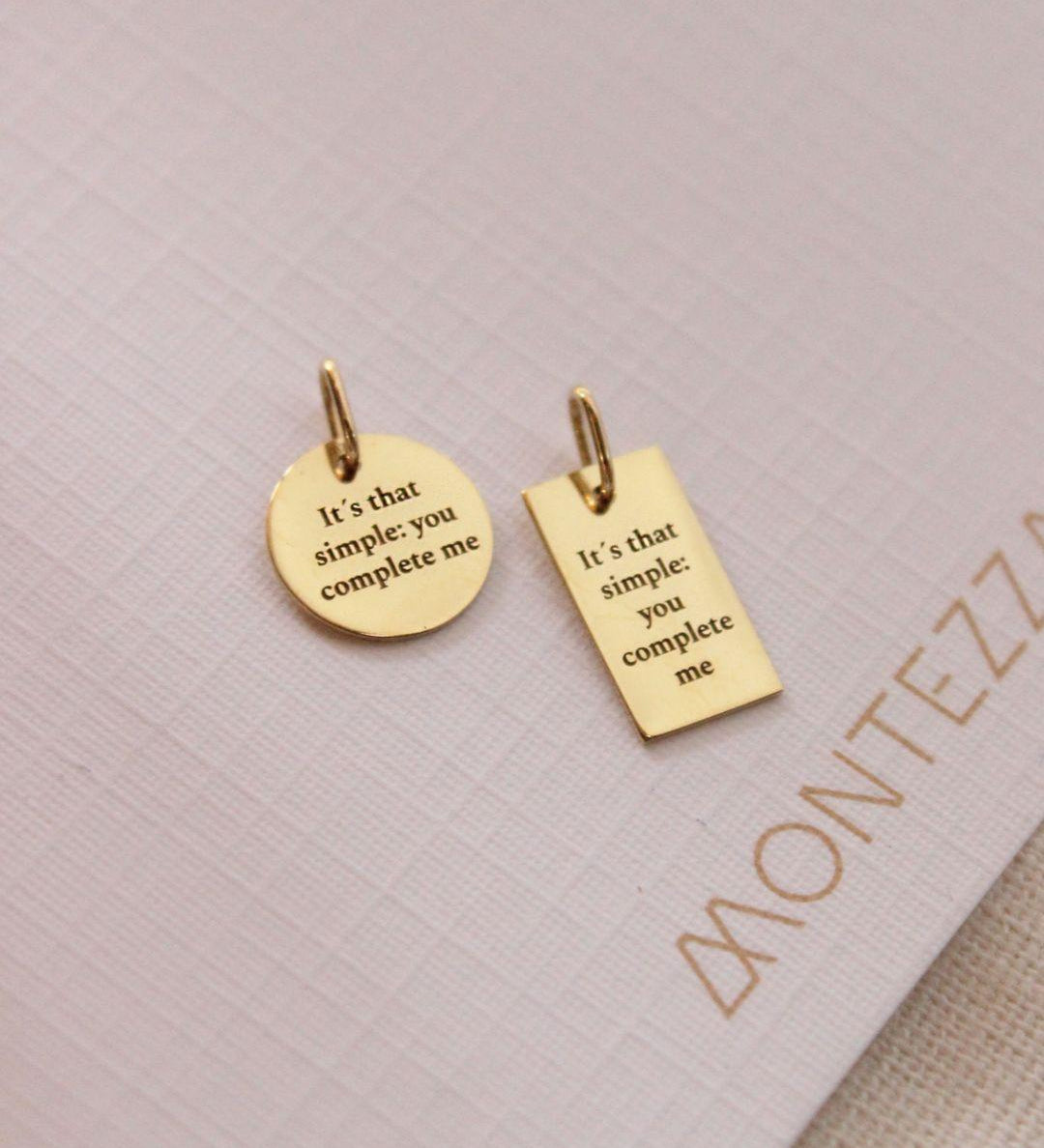 Kit Pingentes Personalizados Redondo + Retangular Ouro 18K