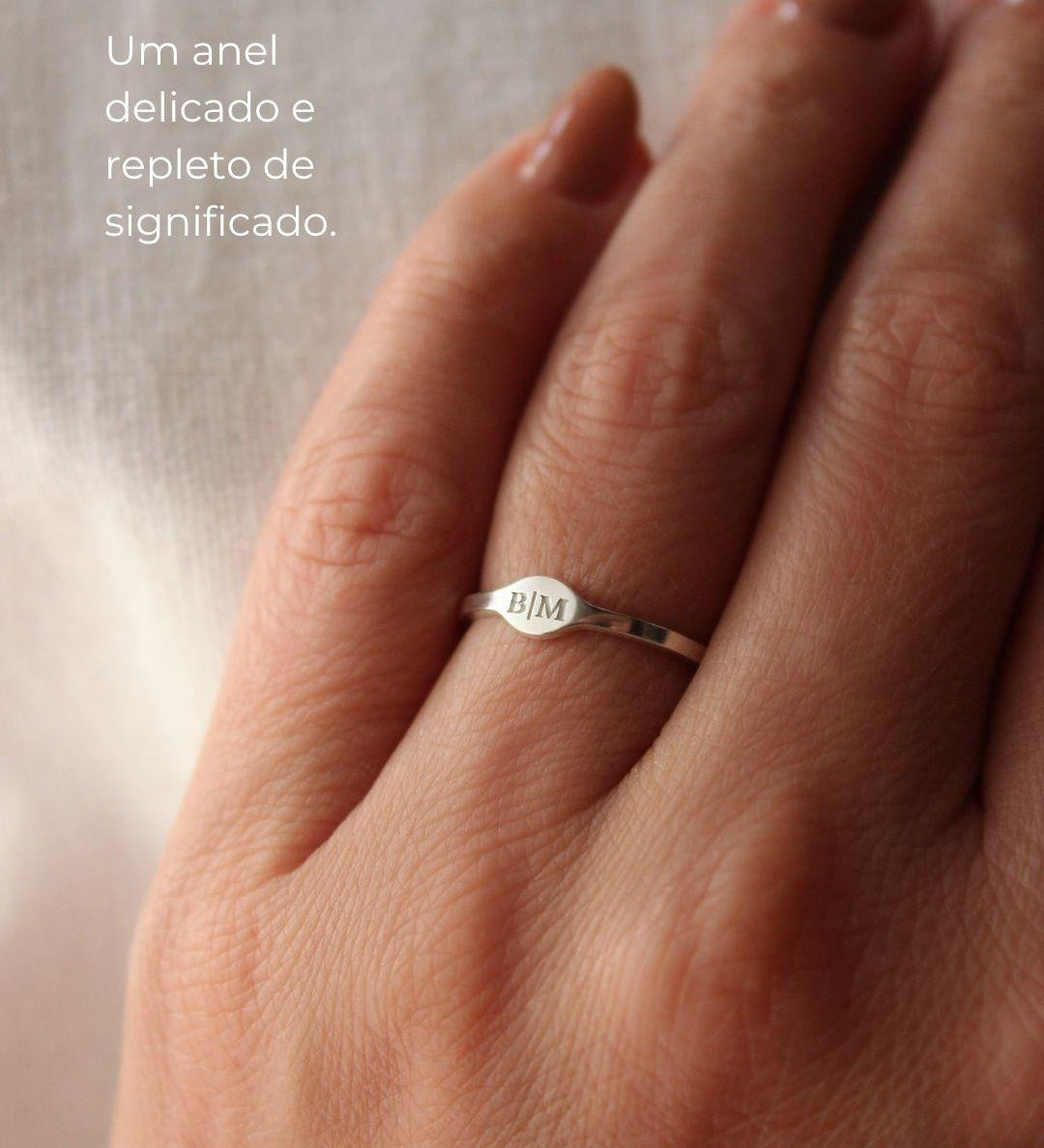 Anel Monograma Personalizado Prata 950
