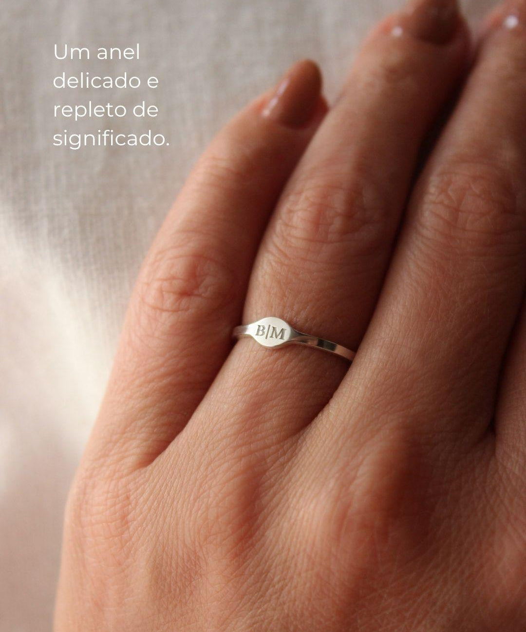 Anel Monograma Personalizado Prata 950