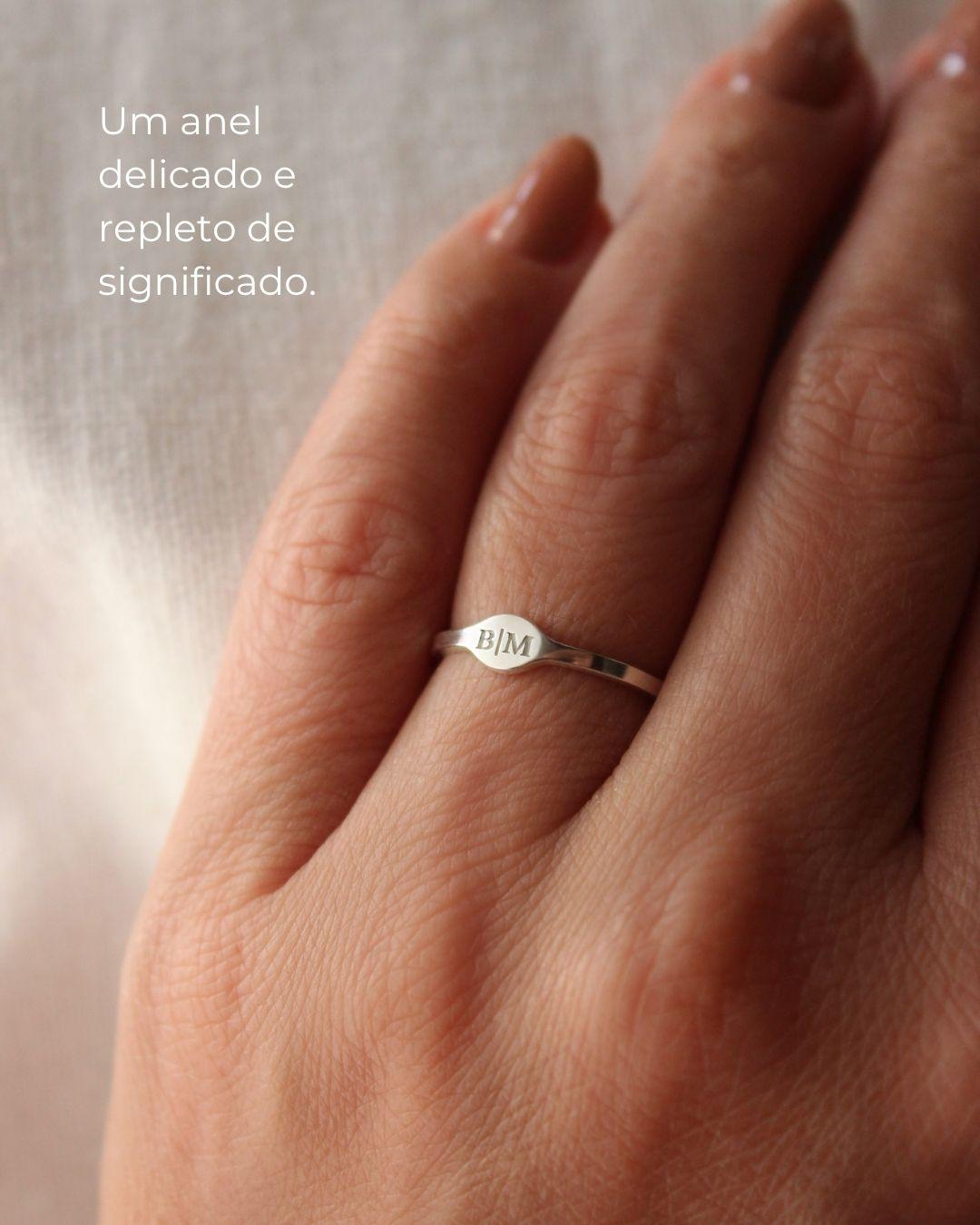 Anel Monograma Personalizado Prata 950