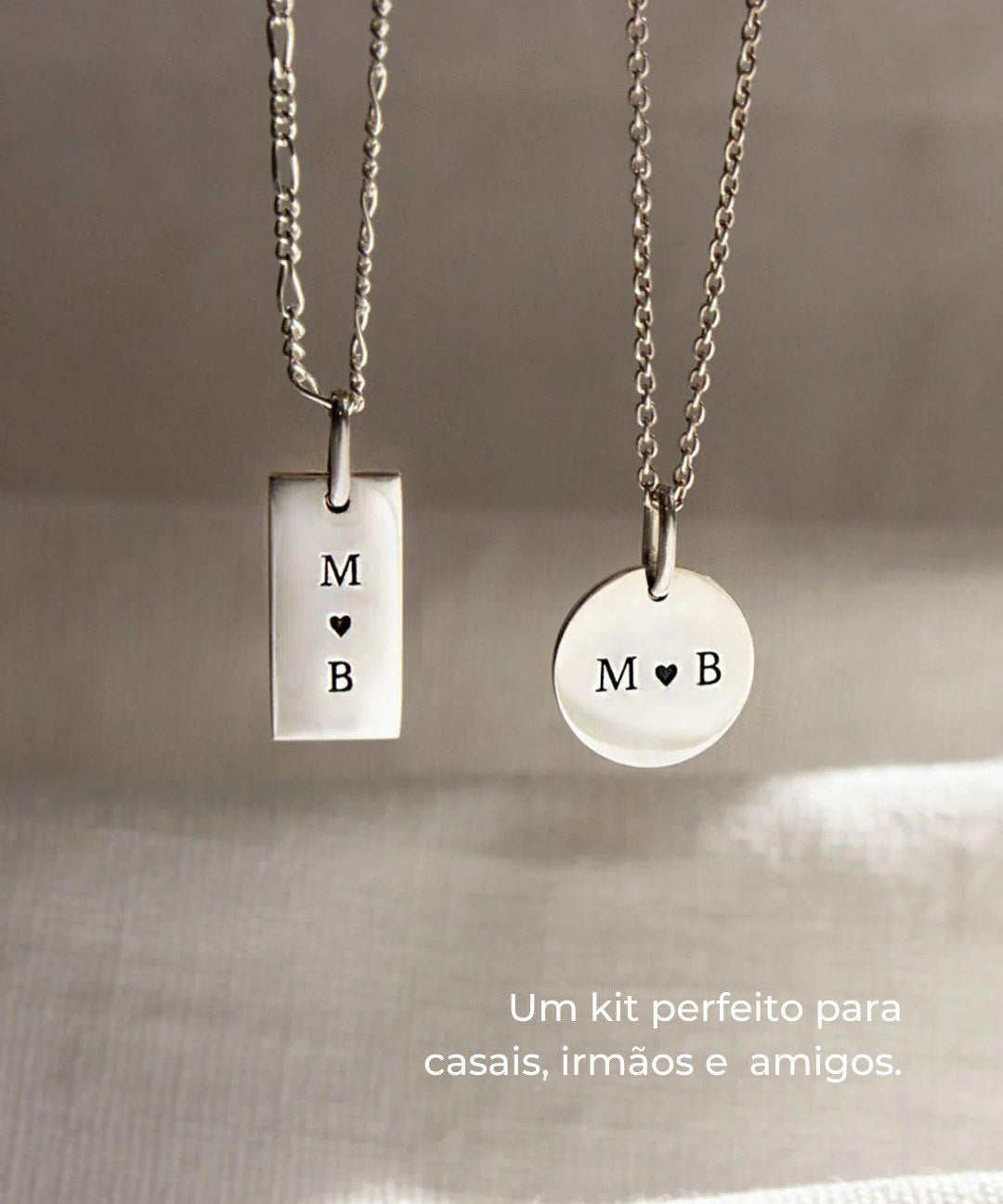 Kit Pingentes Personalizados Redondo + Retangular Prata 950