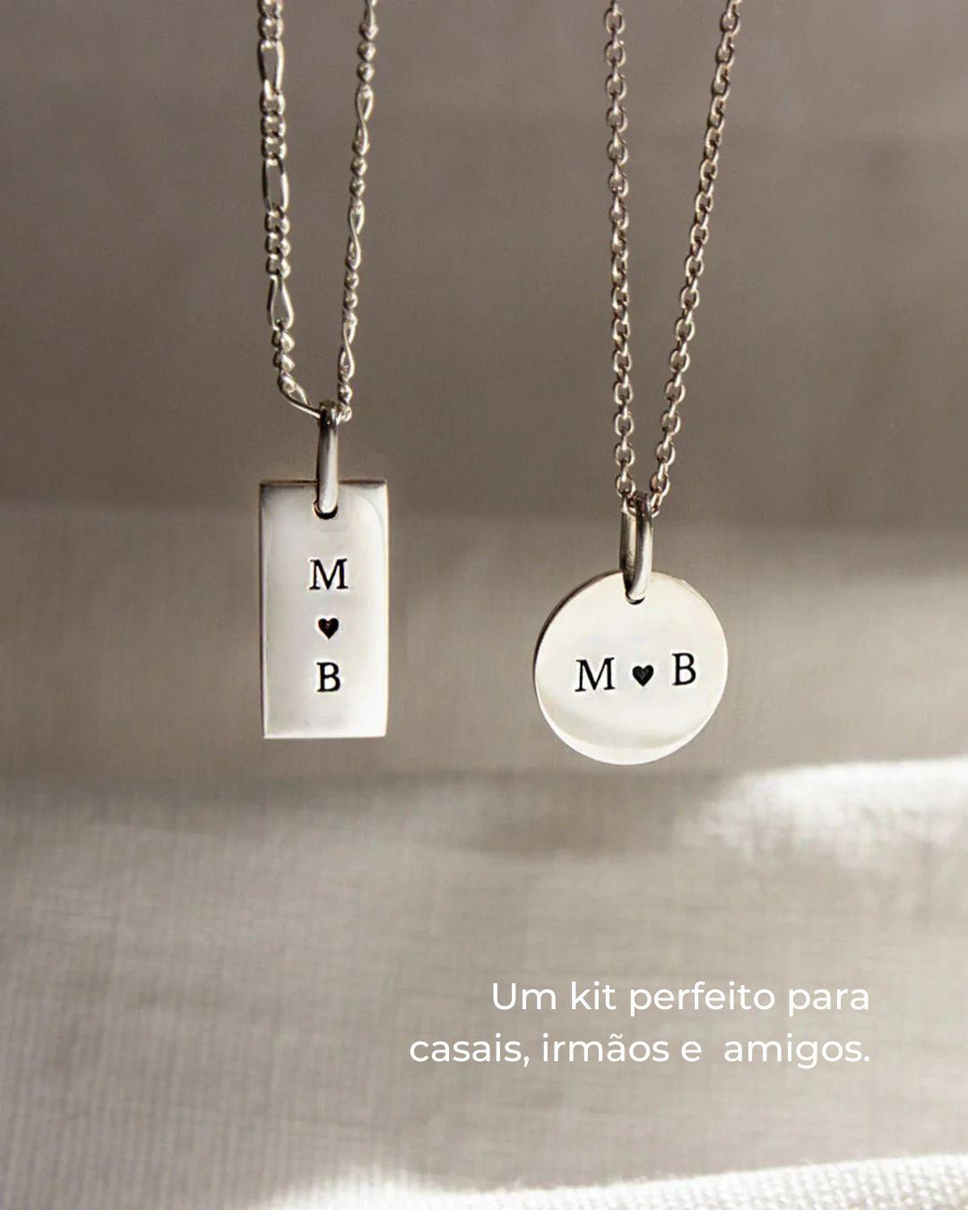 Kit Pingentes Personalizados Redondo + Retangular Prata 950