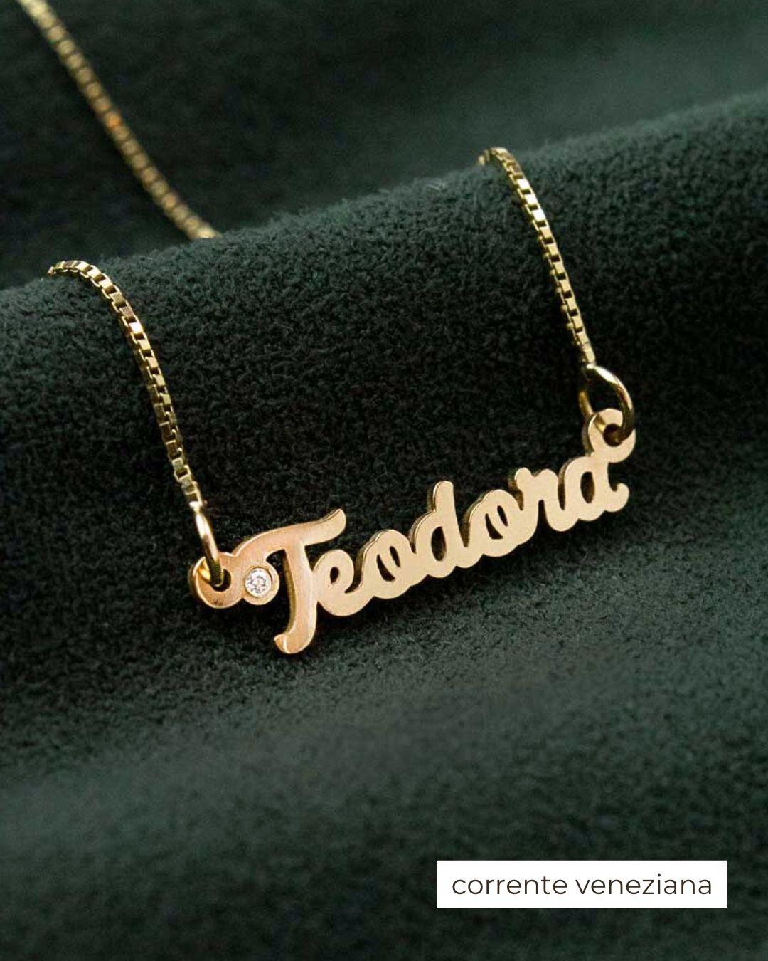Colar Nome Personalizado Ouro 18K