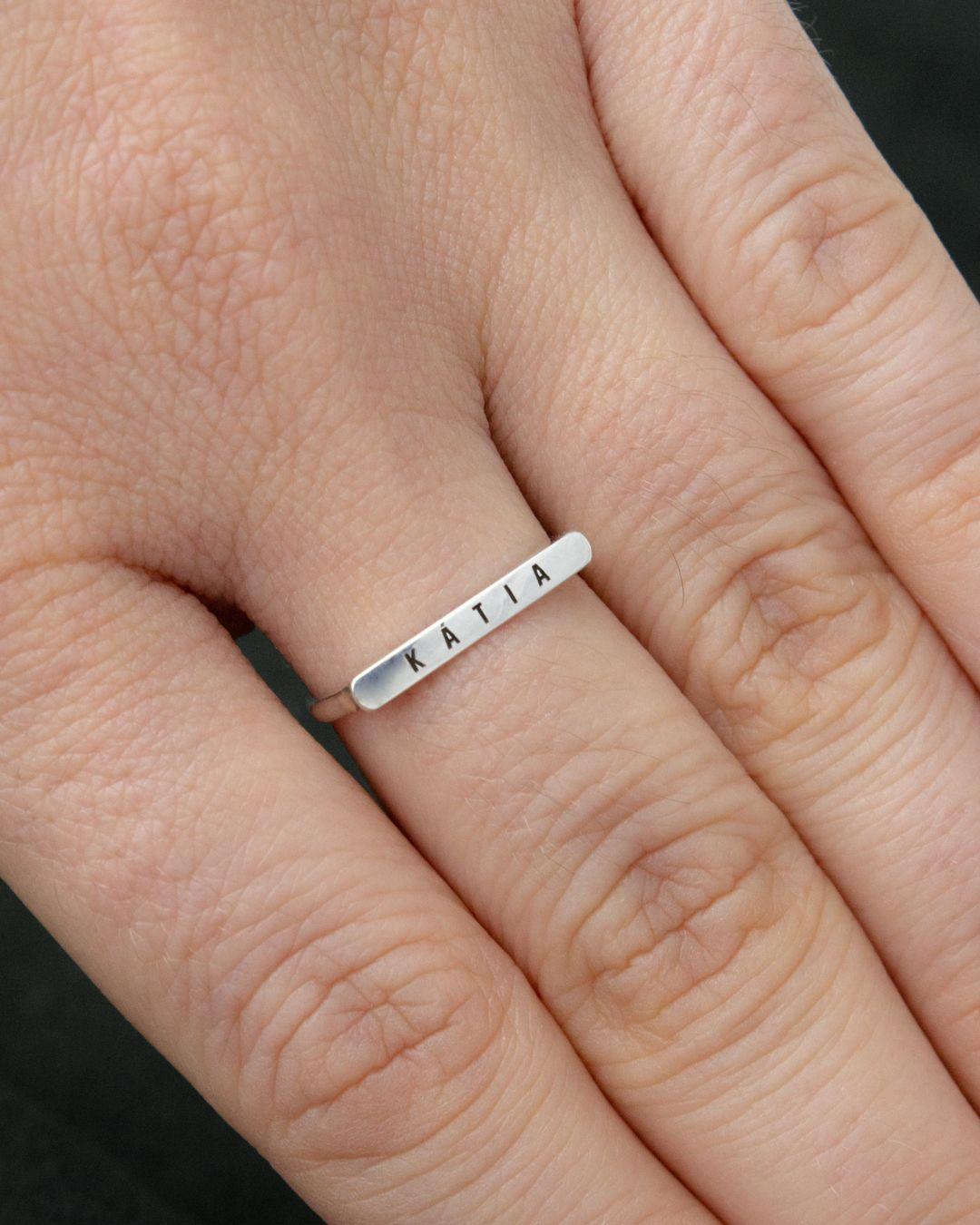 Anel Nome Personalizado Prata 950