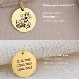 Pingente Religioso Personalizado Redondo Ouro 18K