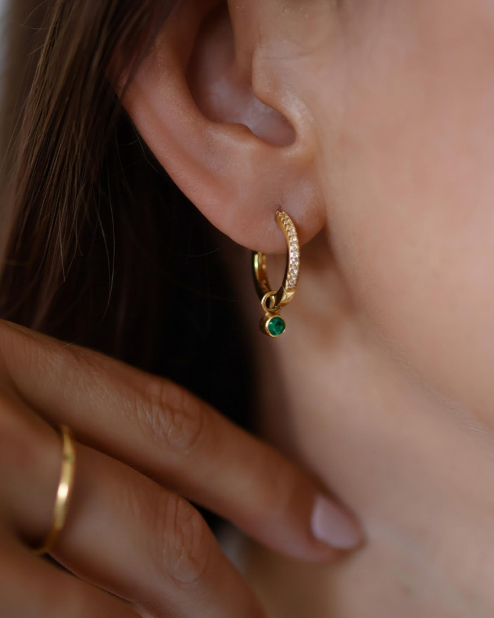 Pingente para Argola Pedra Redonda Ouro 18K - Unitário