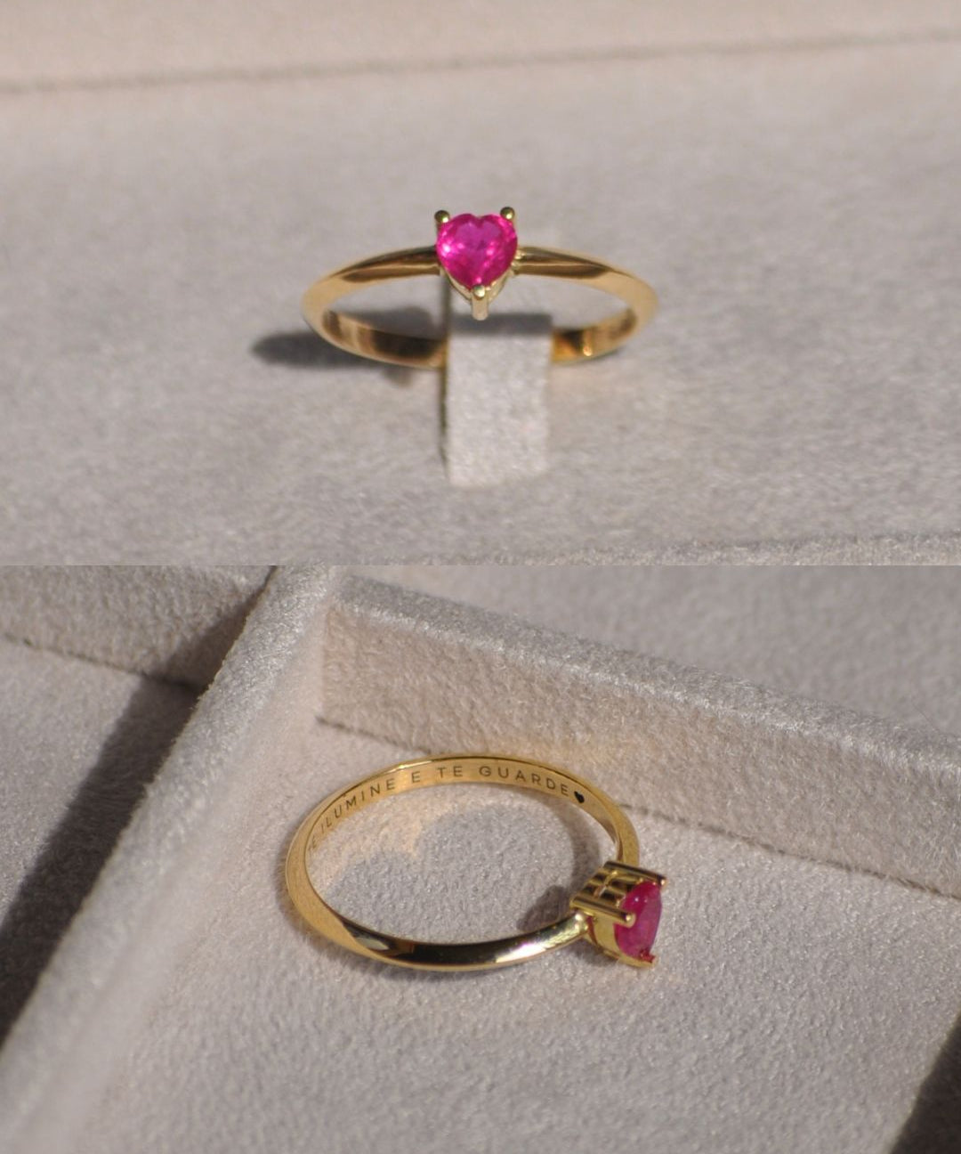 Anel Solitário Coração Personalizado Ouro 18K