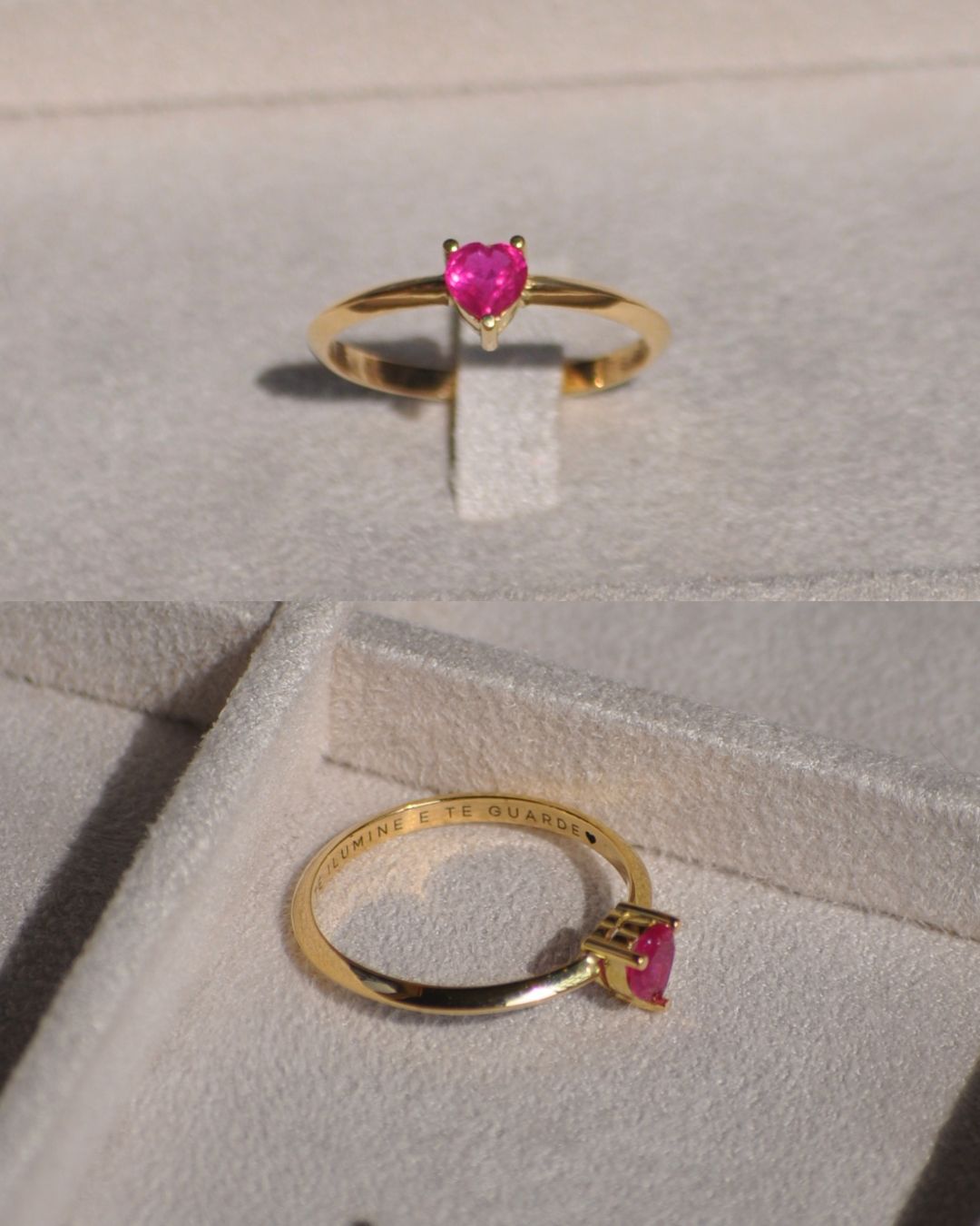 Anel Solitário Coração Personalizado Ouro 18K