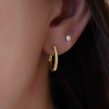 Brinco Argola Cravejada Redonda Ouro 18K