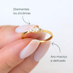 Anel Solitário Personalizado Ouro 18K 7 Pedras Aro Afinado