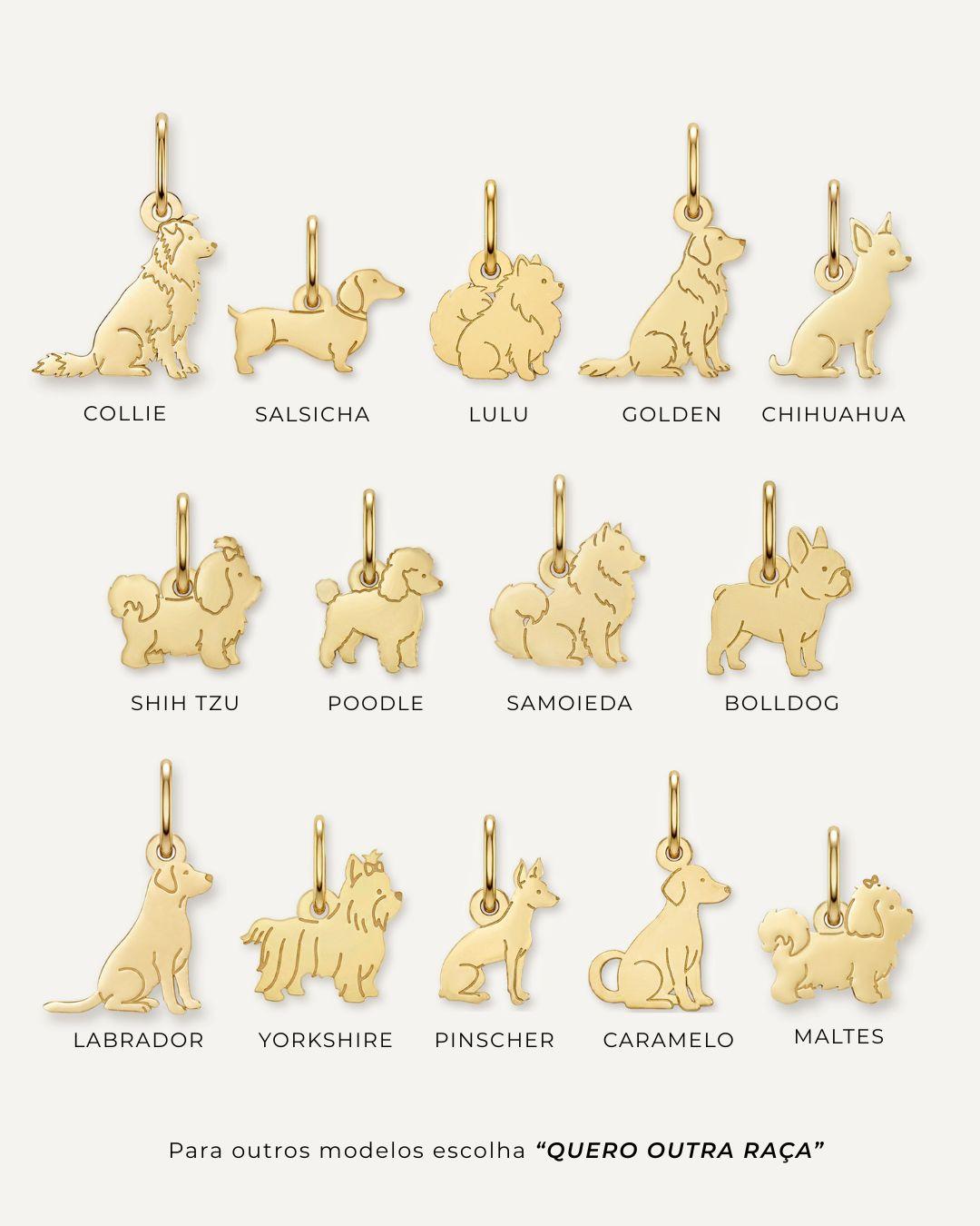 Pingente Cachorro Mini Personalizado Ouro 18K