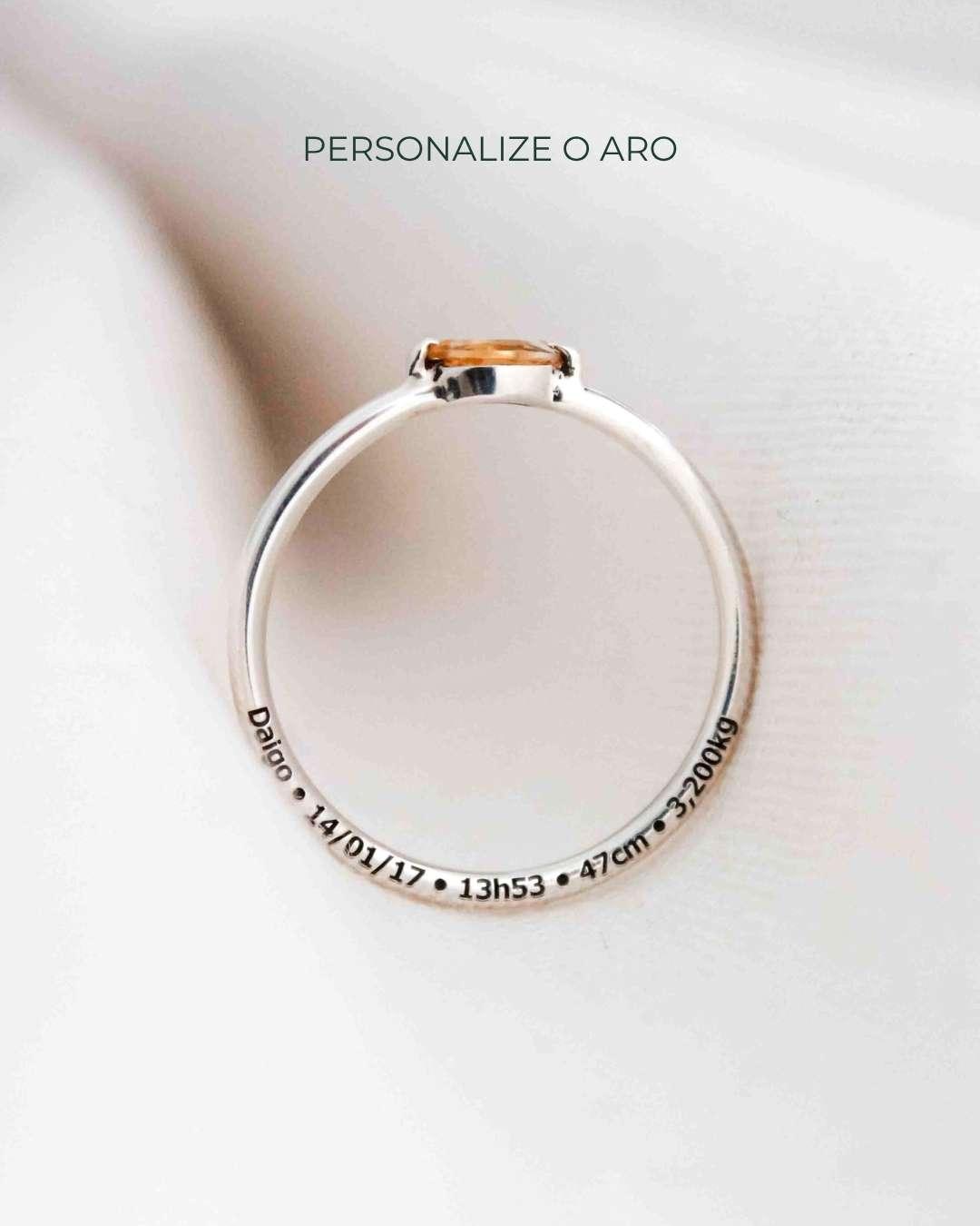 Anel Navete Memórias Daigo Personalizado Prata 950