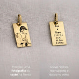 Pingente Personalizado Retangular Ouro 18K