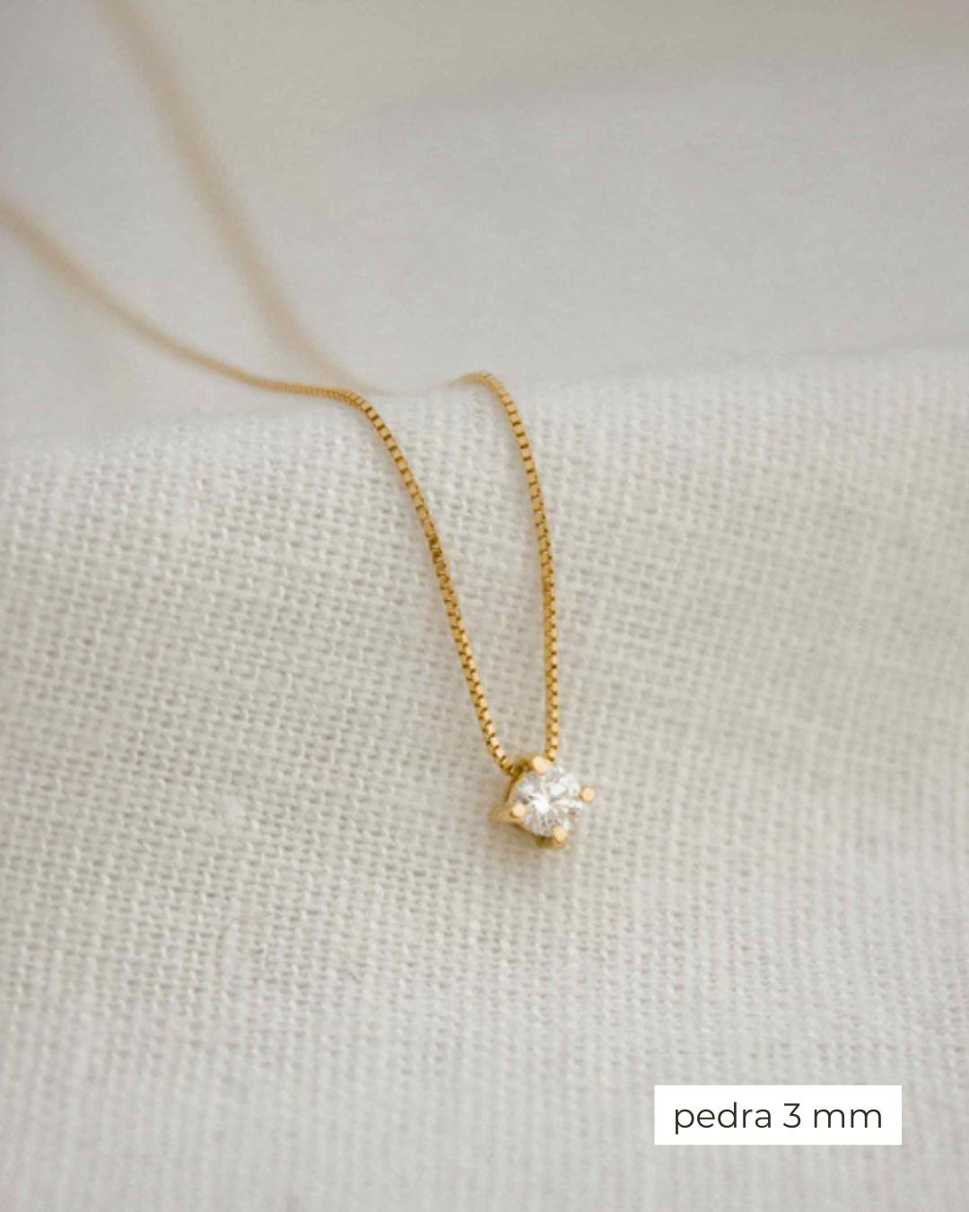 Colar Ponto de Luz Zircônia ou Diamante Ouro 18K