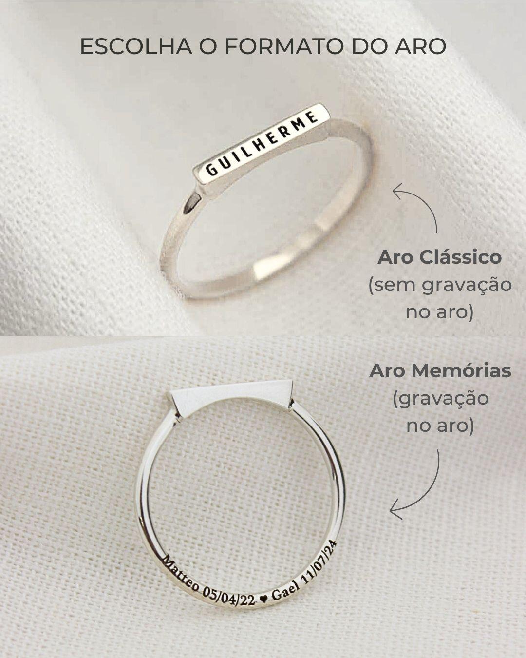 Anel Nome Personalizado Prata 950