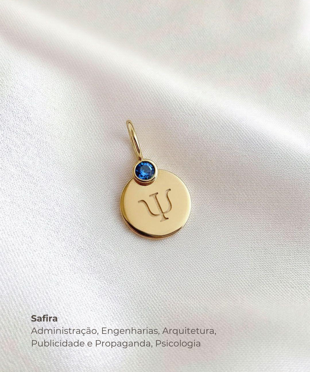 Pingente de Formatura Personalizado Ouro 18K com Pedra do Curso