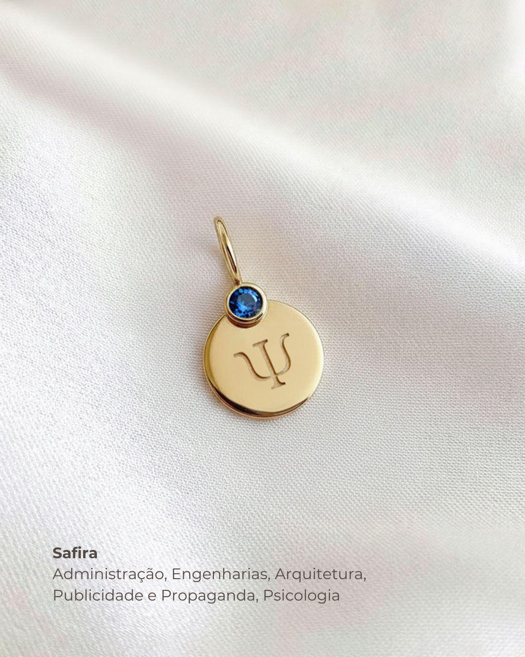 Pingente de Formatura Personalizado Ouro 18K com Pedra do Curso