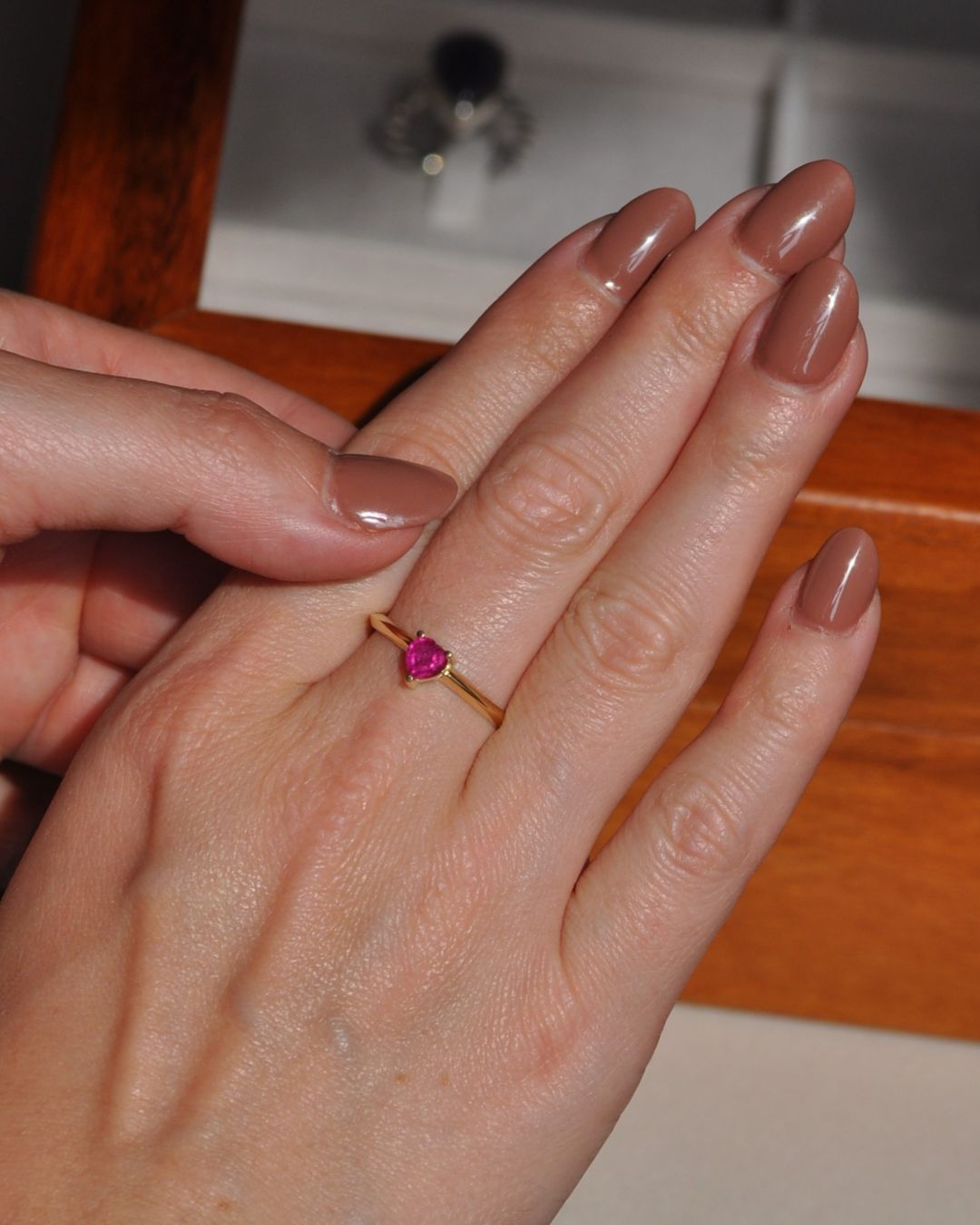 Anel Solitário Coração Personalizado Ouro 18K