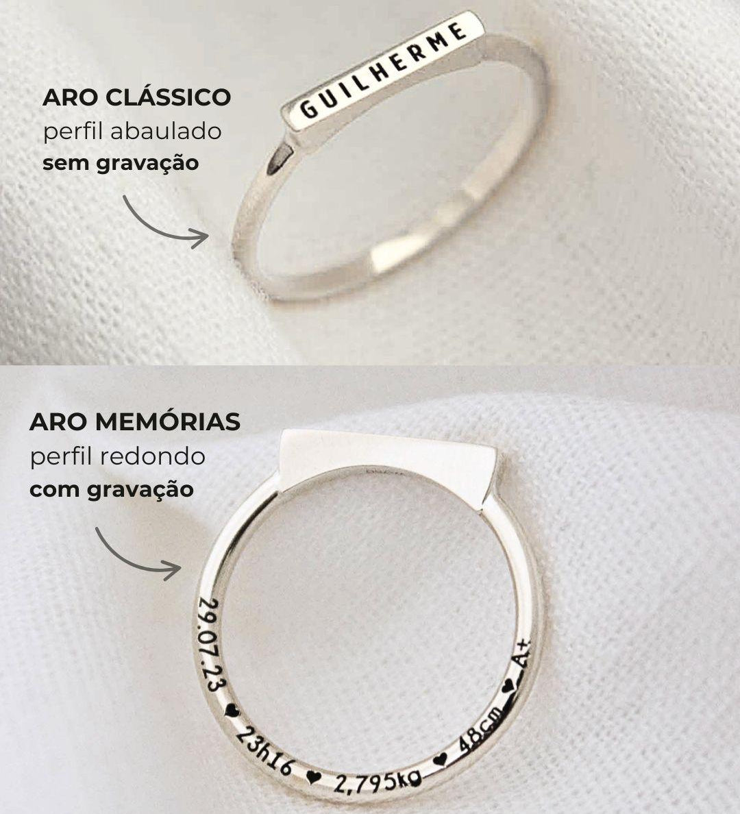 Anel Nome Personalizado Prata 950