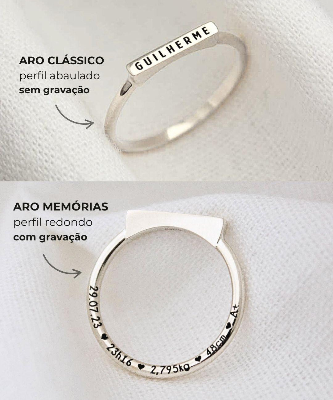 Anel Nome Personalizado Prata 950