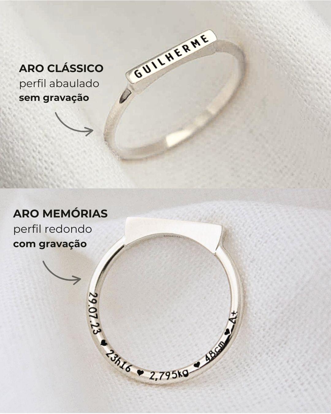 Anel Nome Personalizado Prata 950
