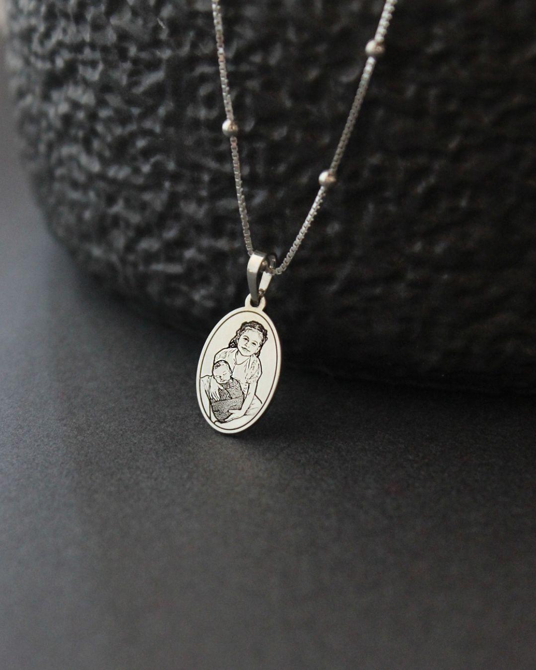 Pingente Personalizado Oval Prata 950