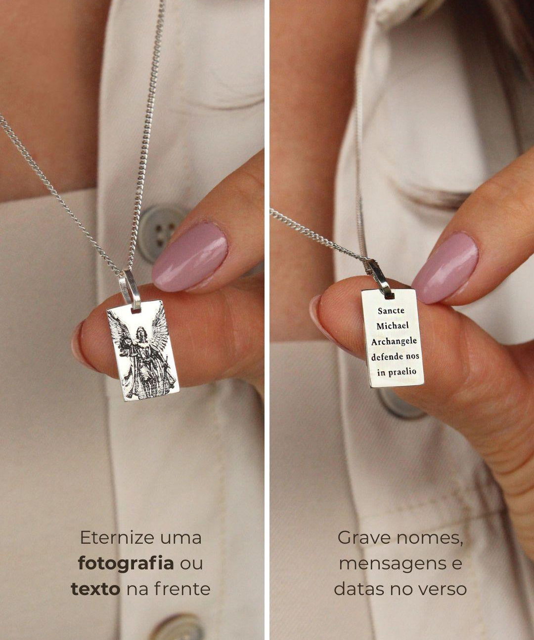 Pingente Personalizado Retangular Prata 950