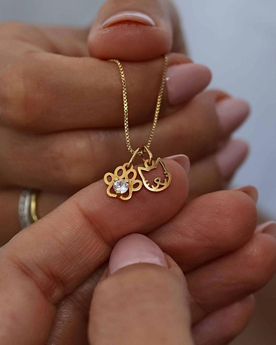 Pingente Patinha Cravejada Ouro 18K