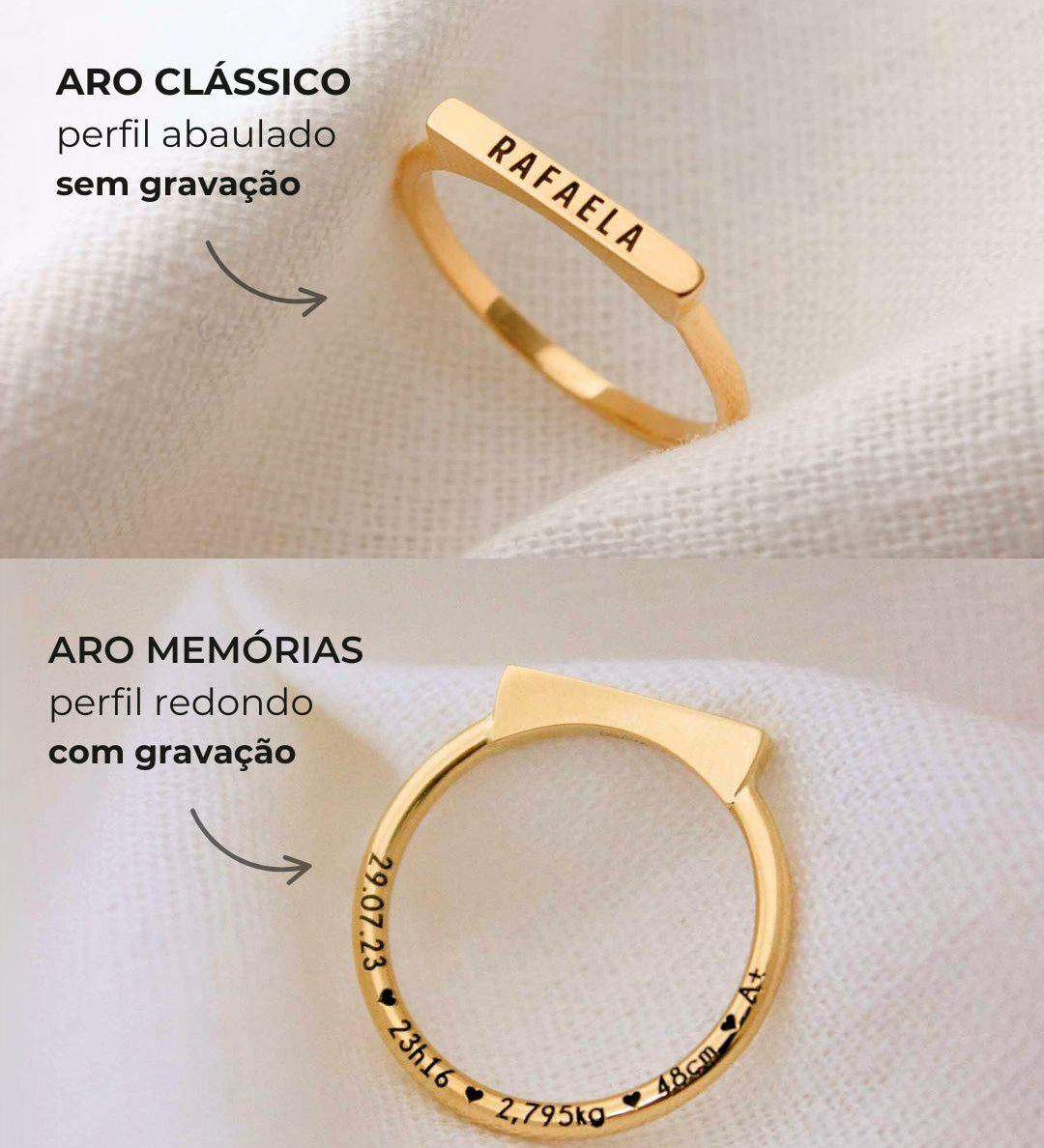 Anel Nome Personalizado Ouro 18K