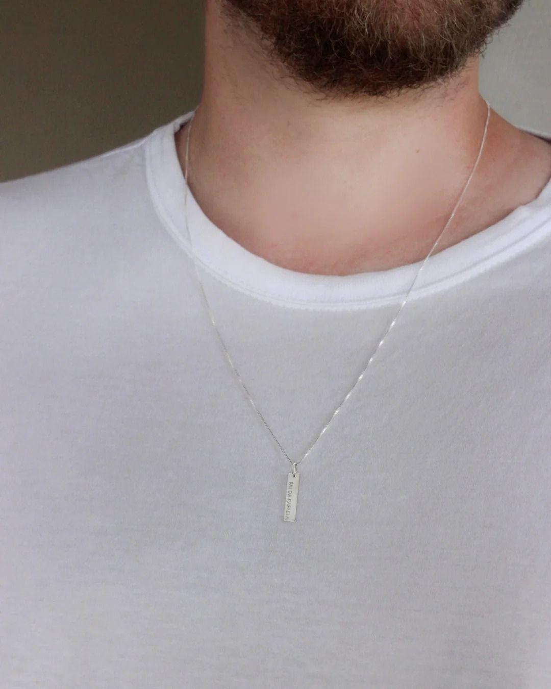 Pingente Personalizado Retangular Longo em Prata 950