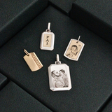 Pingente Placa com Friso Personalizado Ouro 18K