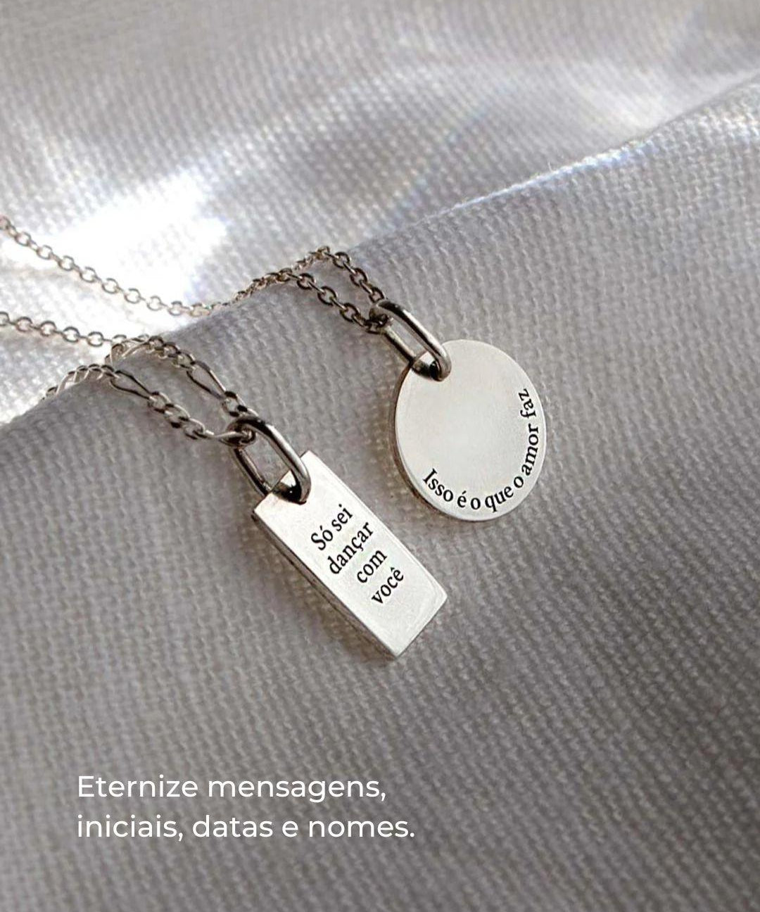 Kit Pingentes Personalizados Redondo + Retangular Prata 950