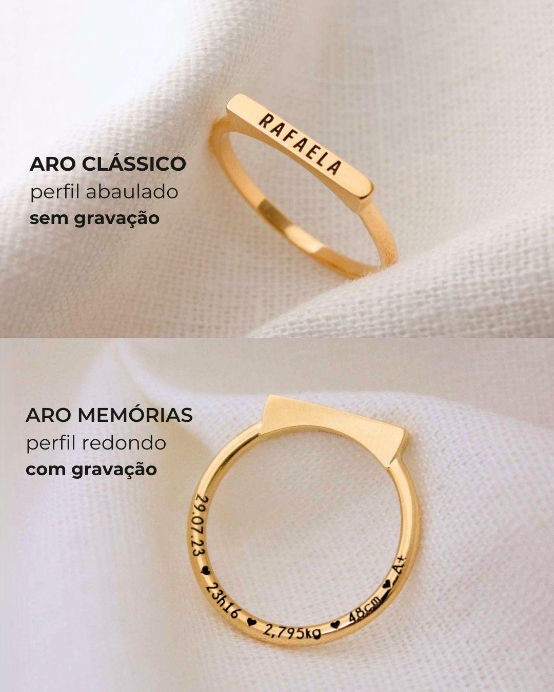 Anel Nome Personalizado Ouro 18K