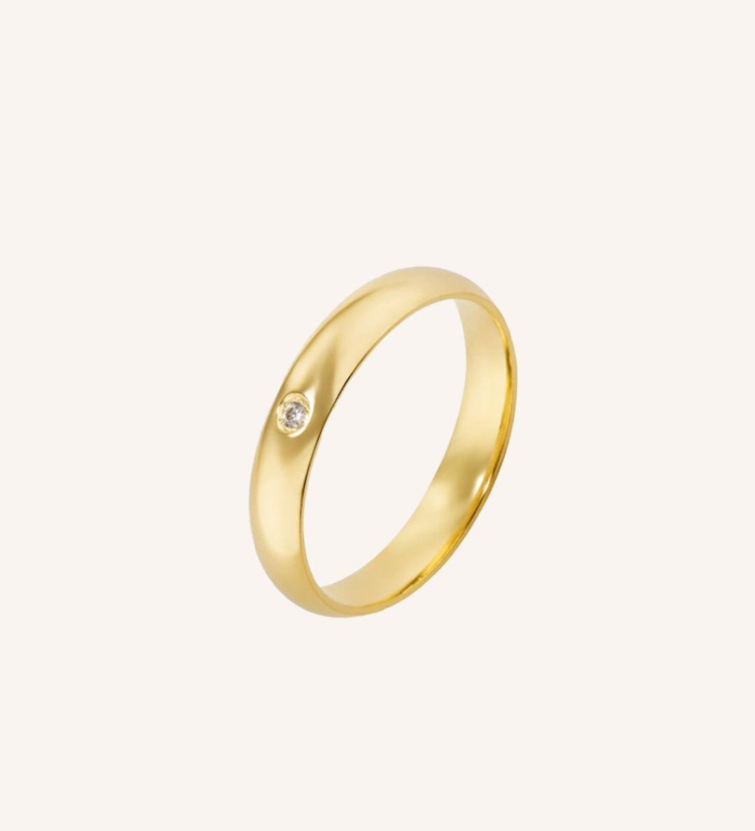 Aliança Personalizada Ouro 18K Anatômica | 4mm Abaulada 1 Brilhante - Montezza Joias