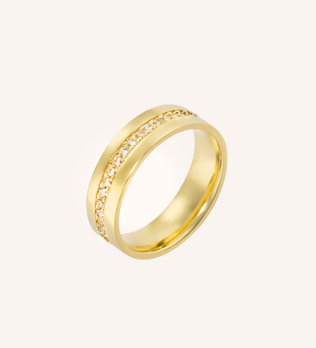 Aliança Personalizada Ouro 18K Anatômica | 6mm Reta Linha Cravejada Zircônias - Montezza Joias