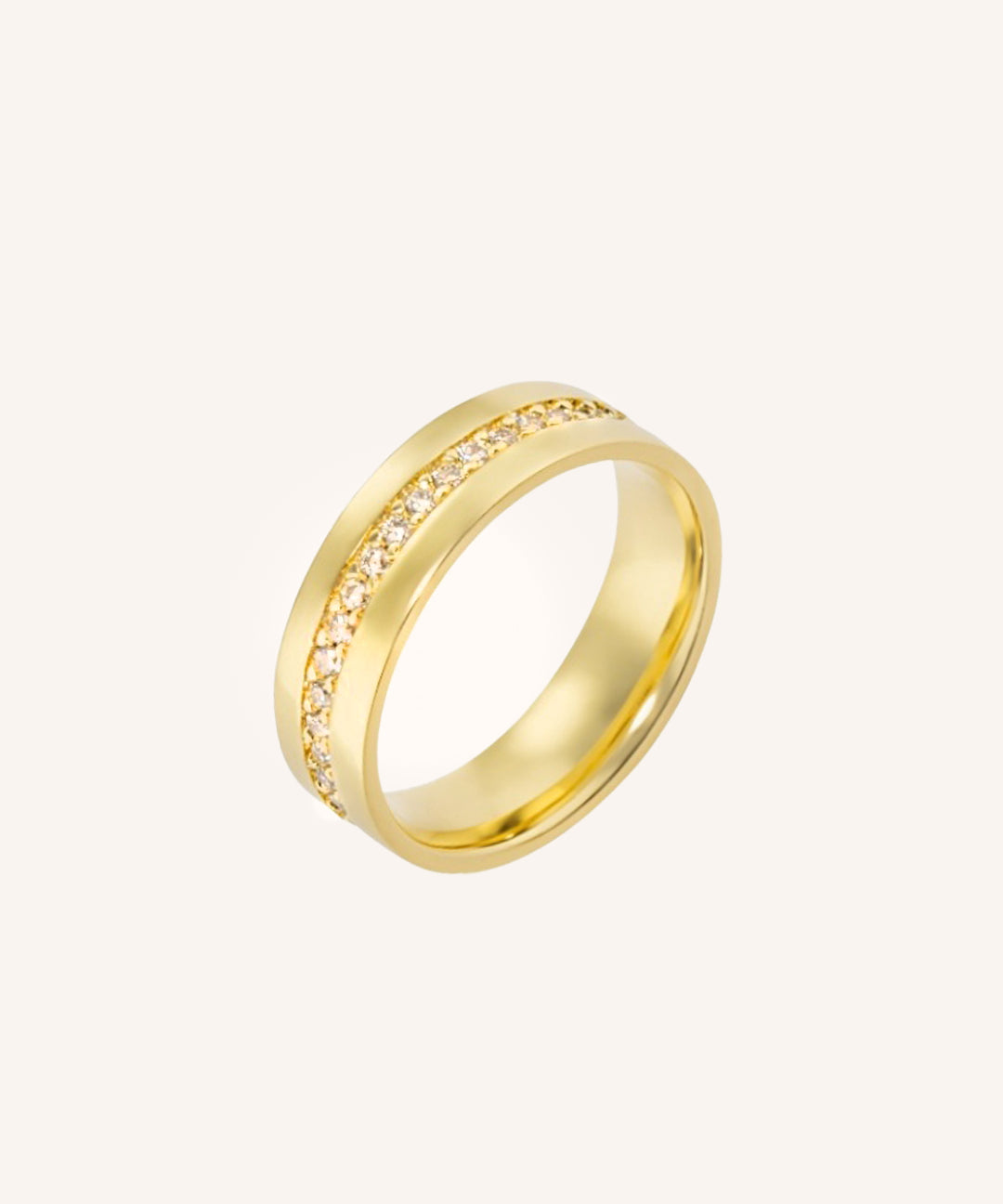 Aliança Personalizada Ouro 18K Anatômica | 6mm Reta Linha Cravejada Zircônias - Montezza Joias