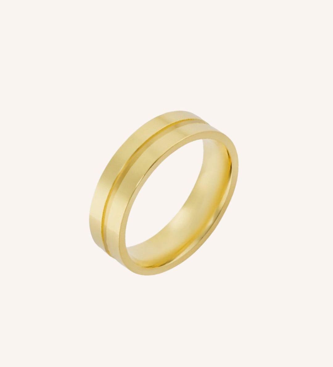 Aliança Personalizada Ouro 18K Anatômica | 6mm Reta com Friso - Montezza Joias