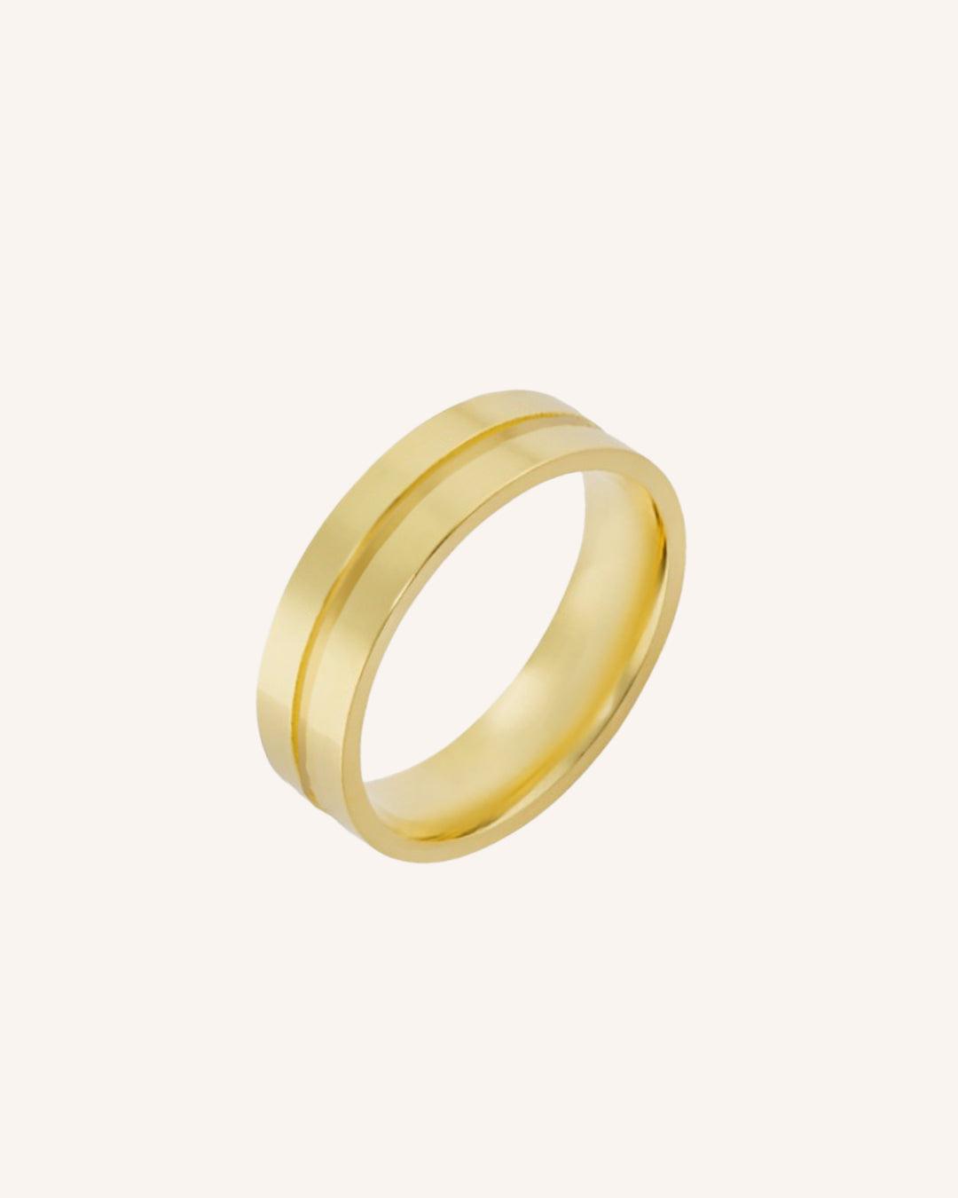 Aliança Personalizada Ouro 18K Anatômica | 6mm Reta com Friso - Montezza Joias