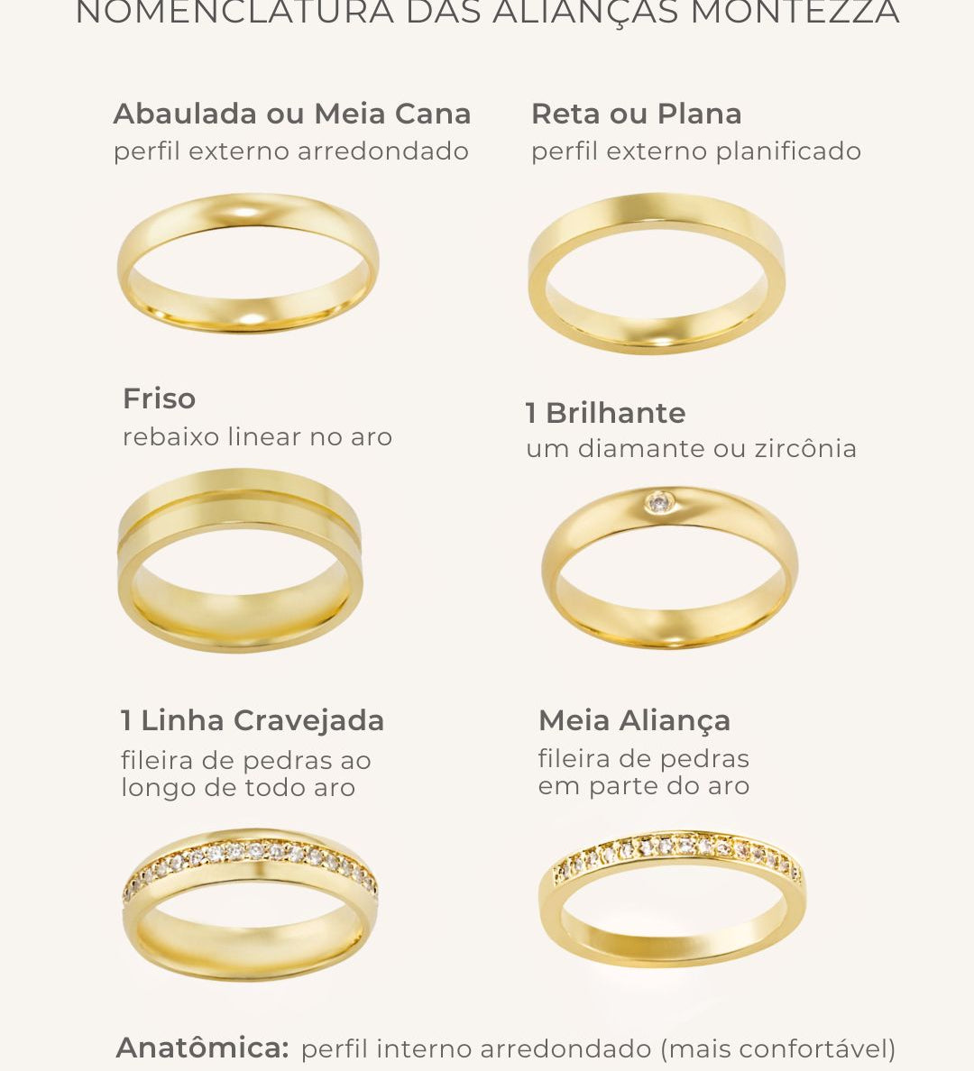 Anel Meia Aliança Cravejada Personalizada Ouro 18K - Montezza Joias